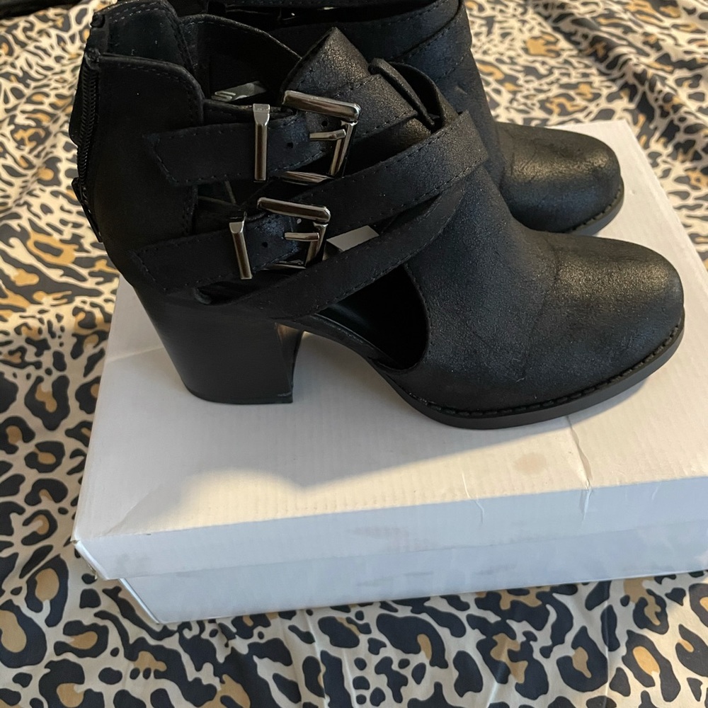 Black high heel booties
